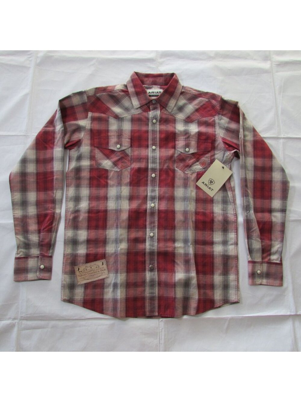 Ariat Boy's XL Long Sleeve Retro Collection Hawthorn Snap Shirt Brick Red Plaid